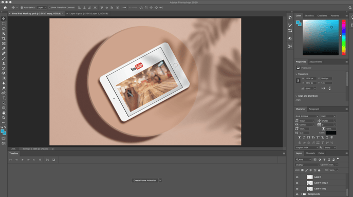 Photoshop realistic mockup video save layer to master