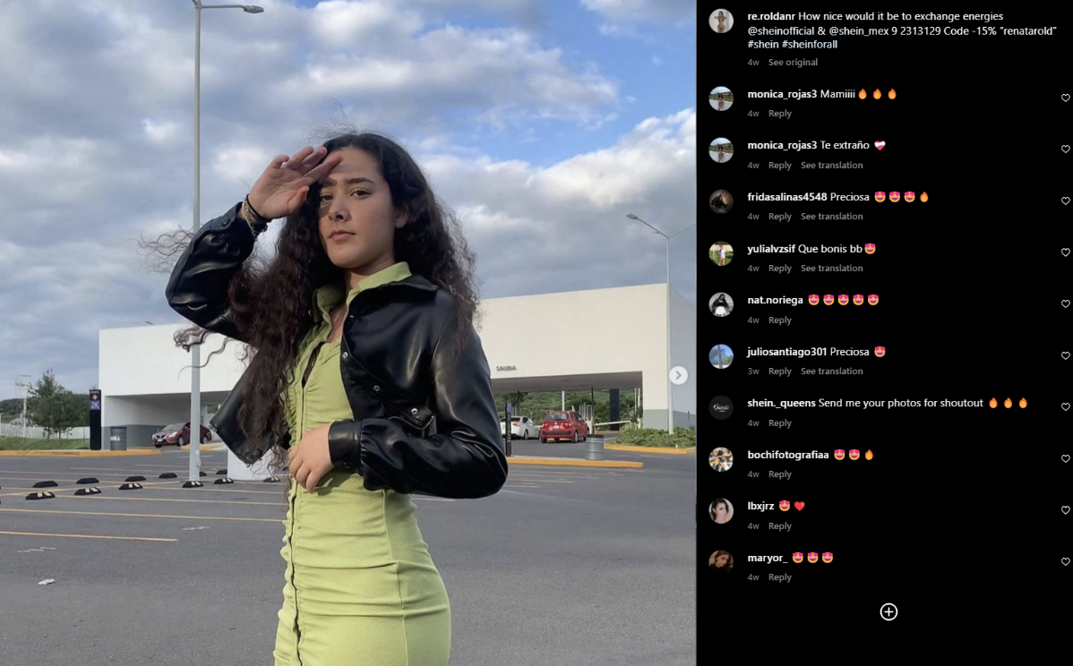 Showcasing the micro-influencer in this Shein example