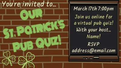 St Patricks day pub quiz invitation video template VideoScribe