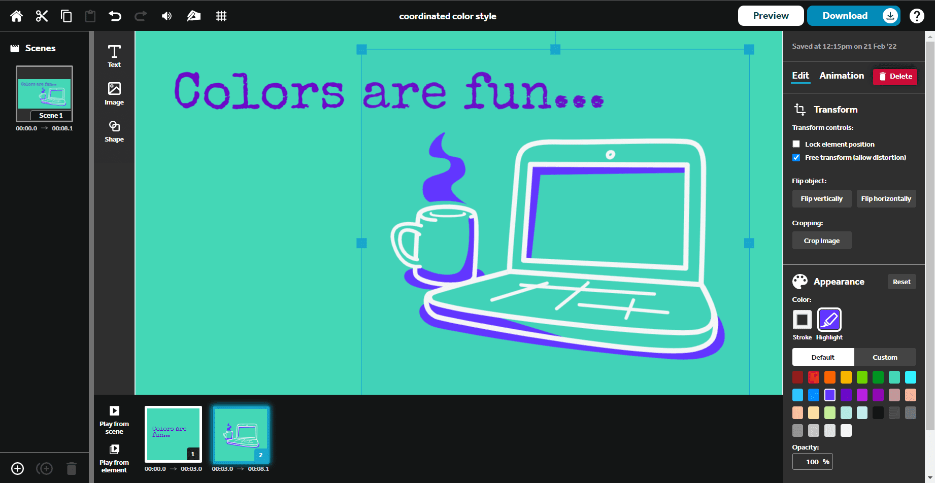 VideoScribe for browser change image color