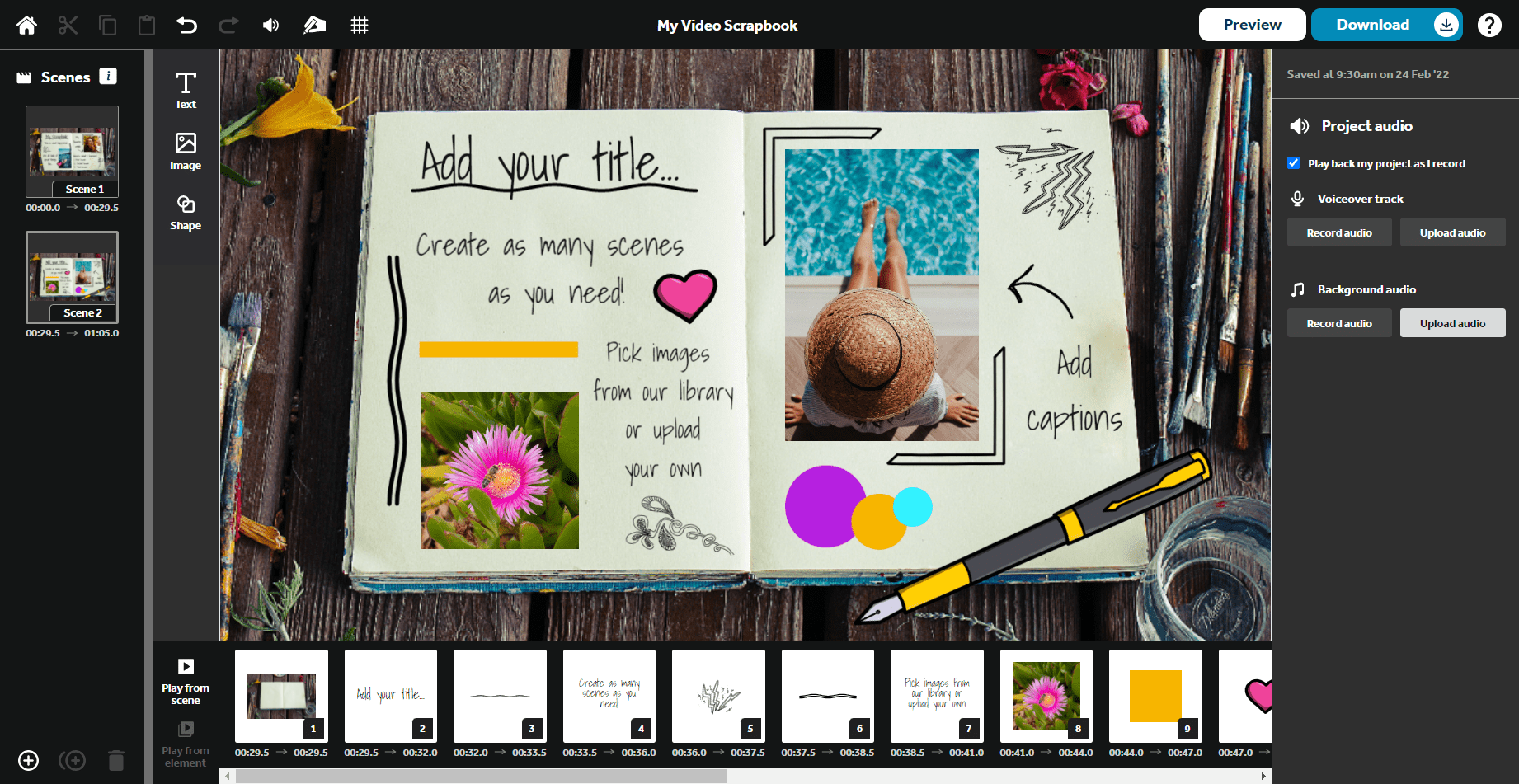 VideoScribe for browser upload background audio