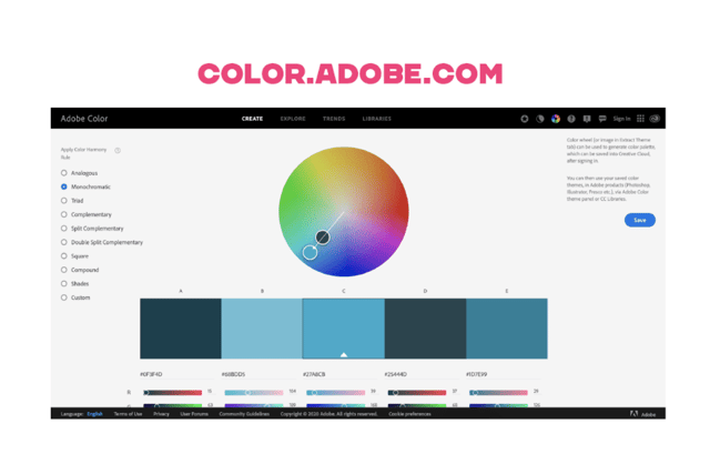 Color Adobe wheel chart tool