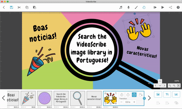 How to search for images in Portuguese VideoScribe library