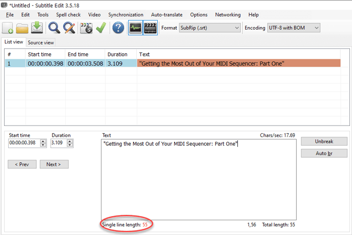 Subtitle Edit software revise errors display rules